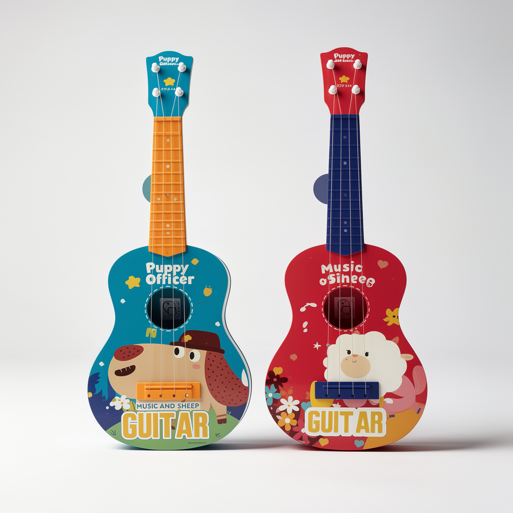 Decija gitara ukulele igracka sa 4 zice - plava i crvena