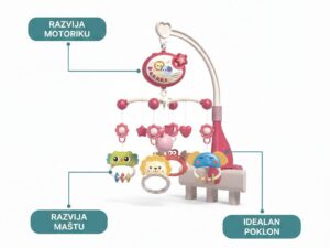 Muzicka Vrteska za Krevetac sa Zvezdicama - Crvena (0m+) - slika 3