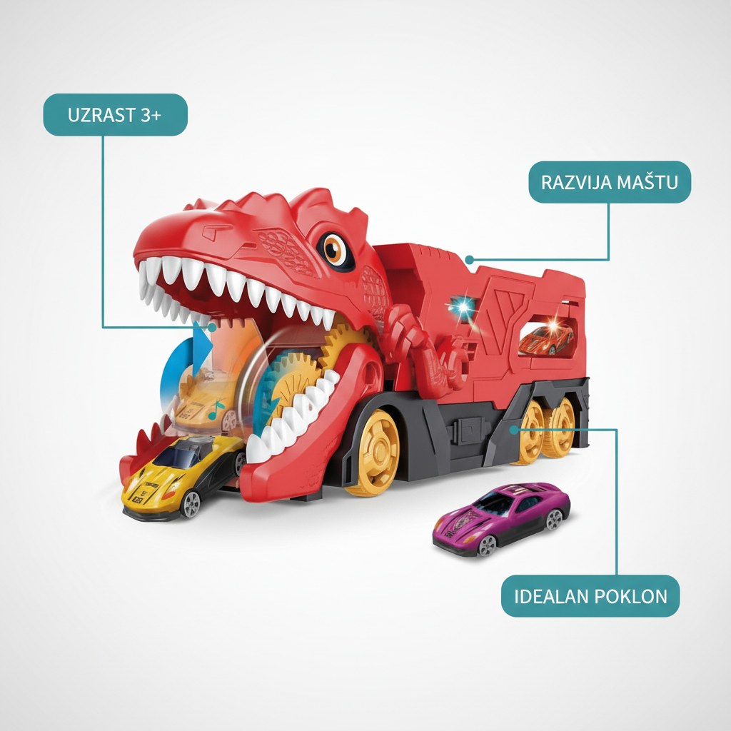 Kamion Transporter sa Figurama Dinosaurusa (Veliki Set, 3+) - slika 3
