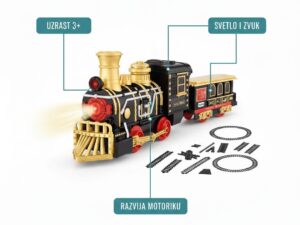 Klasični Električni Voz na Šinama - Set sa Prugom za Decu (3+) - slika 3